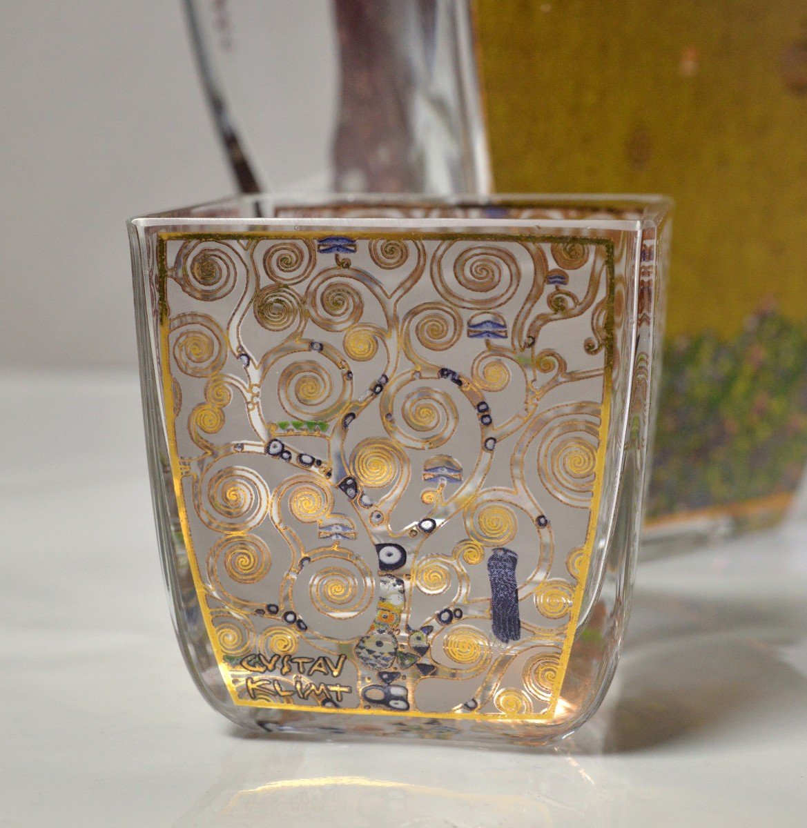 Gustav Klimt Dans Goebel Artis Orbis Vintage 3 Pcs Ensemble De Verre Vase Bowl Set-photo-5