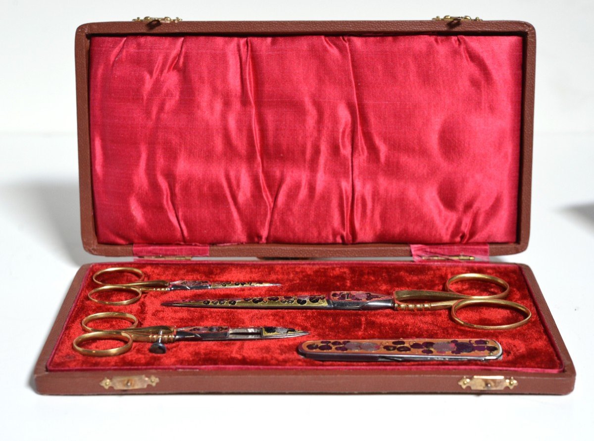 Swedish Sewing Set Of Scissors Folding Knife Early 20th Century Eskilstuna-photo-2