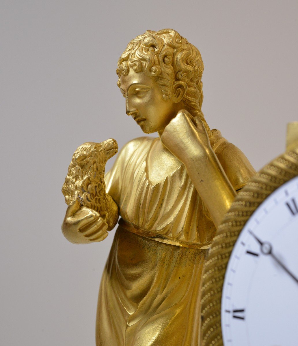 French Antique Gilt Bronze Figural Empire Clock Early 19th Century -photo-1