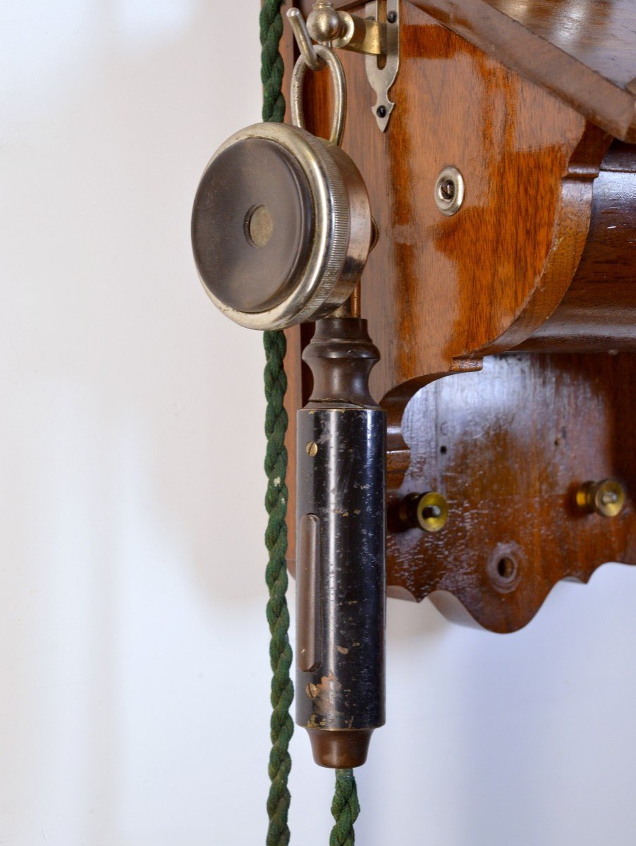 Antique Swedish Wooden Wall Telephone L.m. Ericsson Model 305 Crank Magneto 1918-photo-3