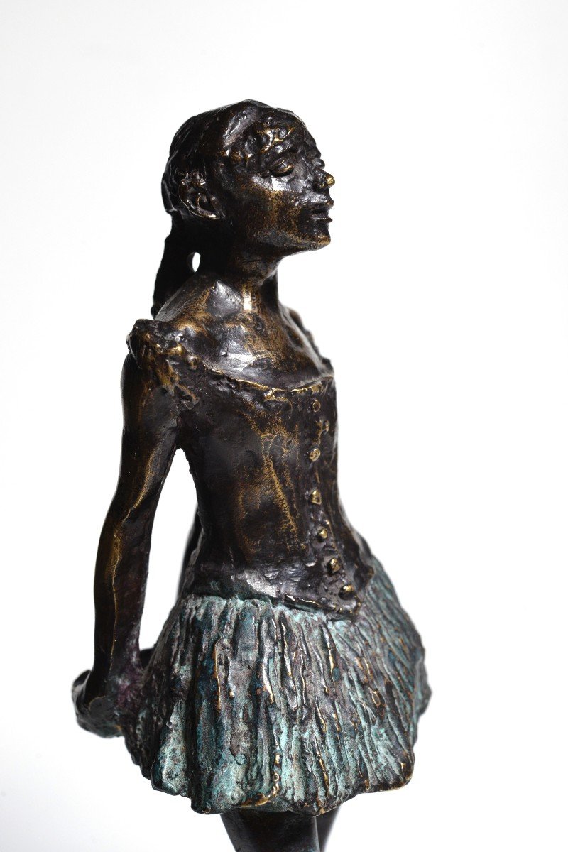 Bronze Patinated Figurine Little Dancer Of Fourteen Years By Degas 20th Century-photo-2