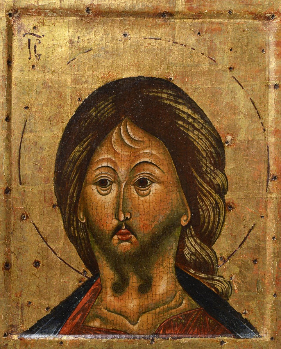 Russian Tempera Icon Unusual Depiction Of Jesus Christ 19th Century -photo-4