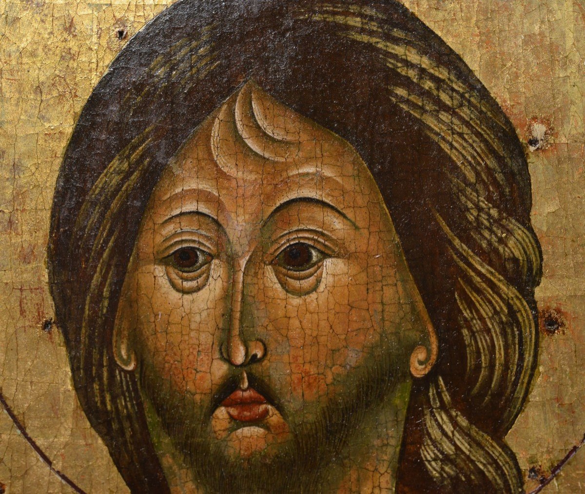 Russian Tempera Icon Unusual Depiction Of Jesus Christ 19th Century -photo-1