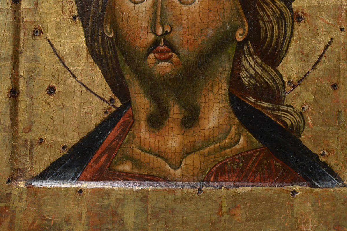 Russian Tempera Icon Unusual Depiction Of Jesus Christ 19th Century -photo-2