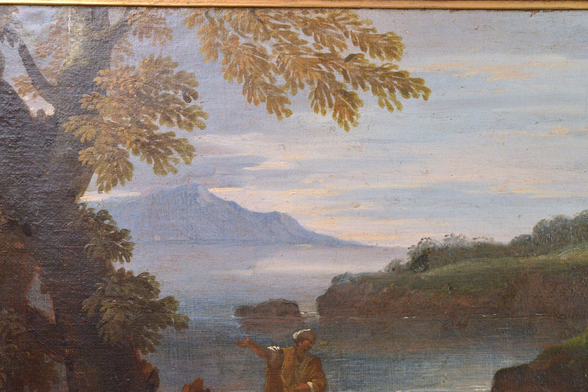 Warrior Figures Conversating In Capriccio Landscape 17-18 Century Oil Painting -photo-1