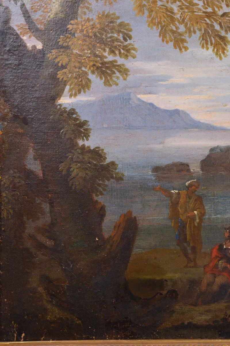 Warrior Figures Conversating In Capriccio Landscape 17-18 Century Oil Painting -photo-2