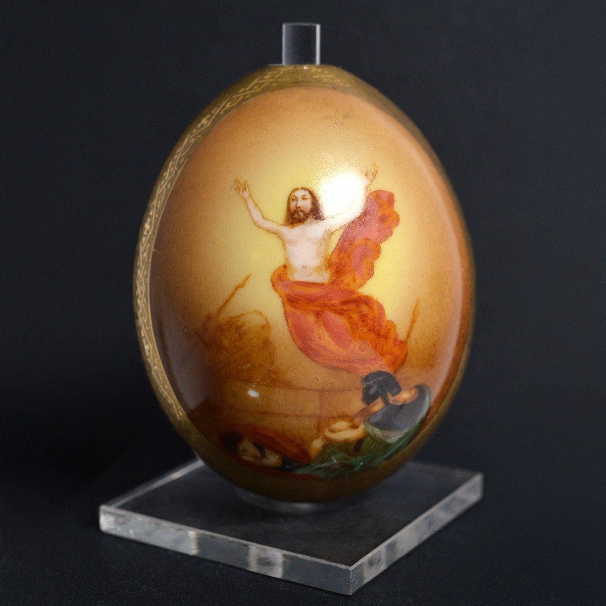 œuf De Pâques En Porcelaine Impériale Russe Du XIXe Siècle Christ Ressuscité