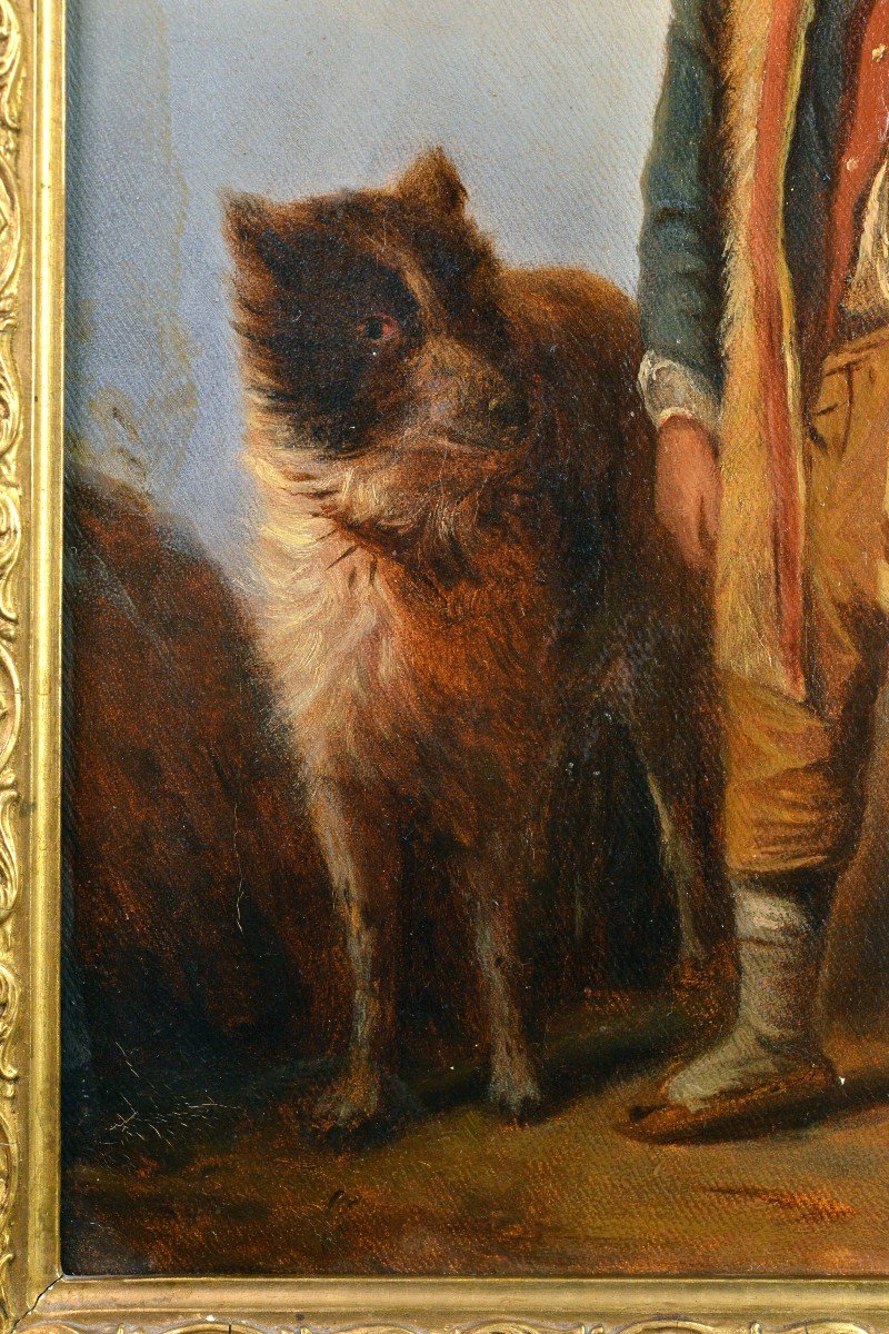 Portrait Of Shepherd Boy With Dog Late 19th Century Framed Oil Painting-photo-4