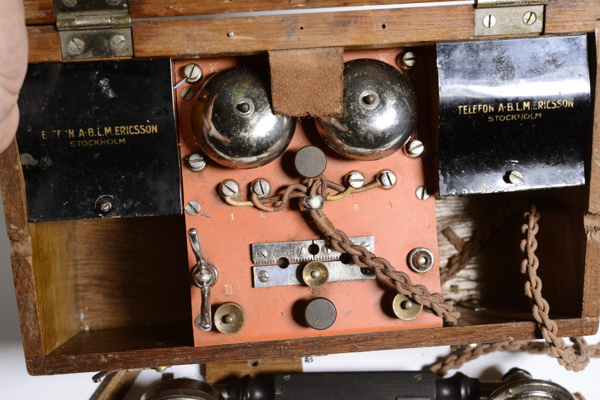 Antique Wooden Ericsson Mb 115 Crank Magneto Field Telephone 1895 с Mark 1 -photo-4