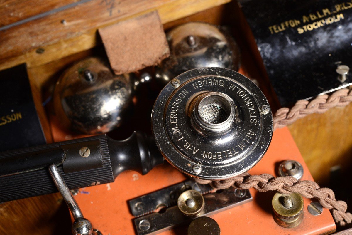 Antique Wooden Ericsson Mb 115 Crank Magneto Field Telephone 1895 с Mark 1 -photo-1