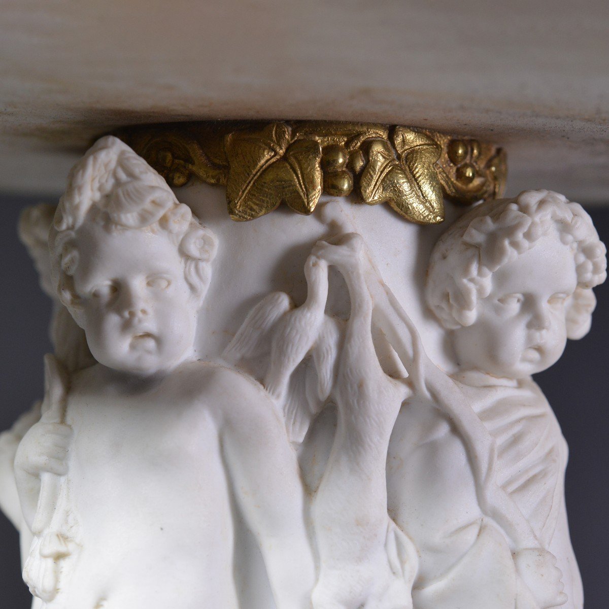 Bisque Porcelain And Gilt Bronze Vase 19th Century 4 Seasons Putti Allegory-photo-4