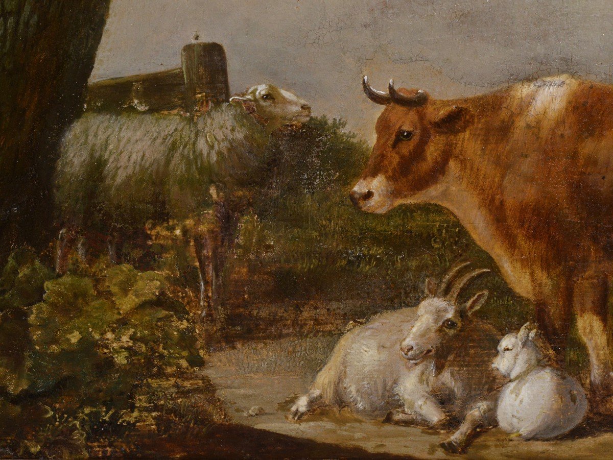 Ancien Paysage Pastoral Baroque Du XVIIe Siècle, Peinture à l'Huile d'Un Maître Hollandais-photo-3