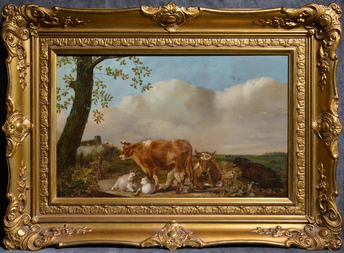 Ancien Paysage Pastoral Baroque Du XVIIe Siècle, Peinture à l'Huile d'Un Maître Hollandais