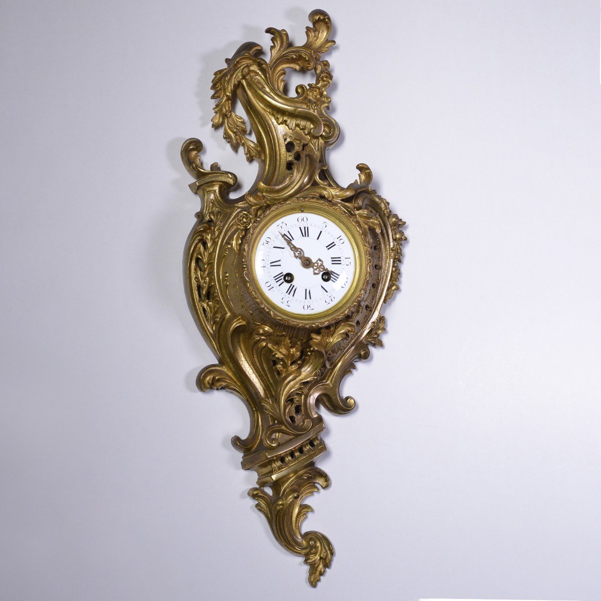 French Rococo Bronze Wall Clock By L.p. Japy 19th Century Louis XV Style-photo-2