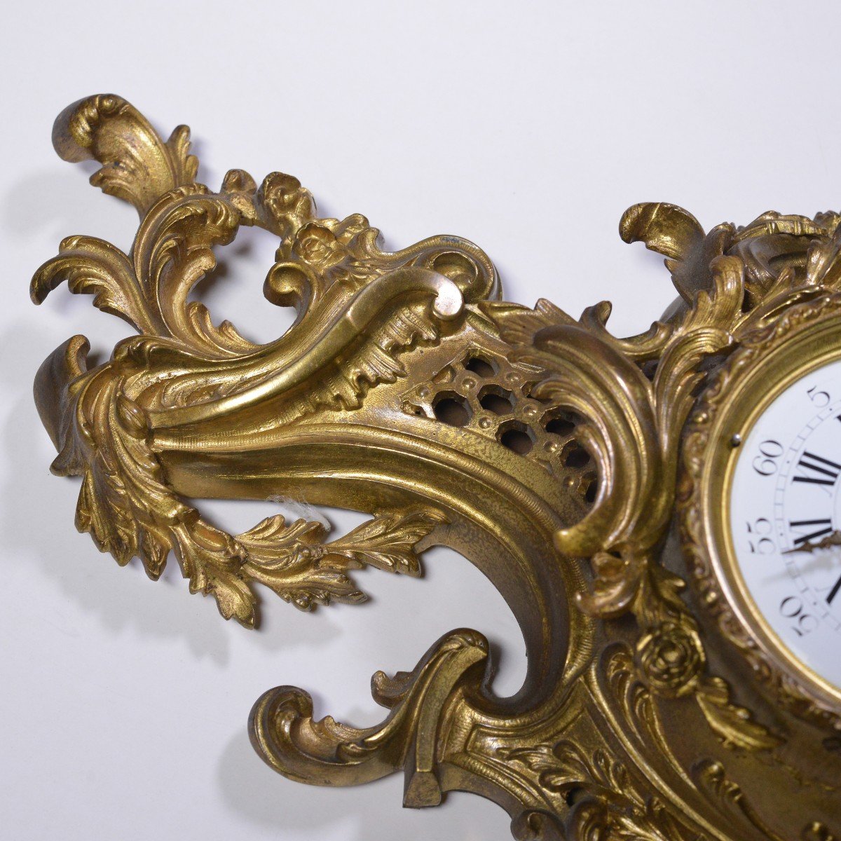 French Rococo Bronze Wall Clock By L.p. Japy 19th Century Louis XV Style-photo-3