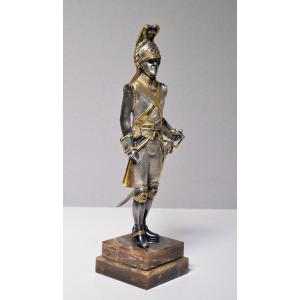 Figurine Cuirassier De La Garde Impériale En Bronze Doré Et Argenté Par G. Vasari