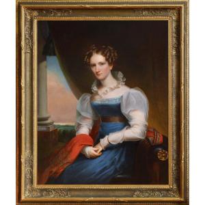 American Artist Portrait German Lady 19th Century Oil Painting By J. Eichholtz