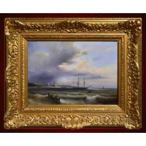 French Seascape Navires Au Large De Saint Vaast La Hougue Chef-d'œuvre Ferdinand Perrot