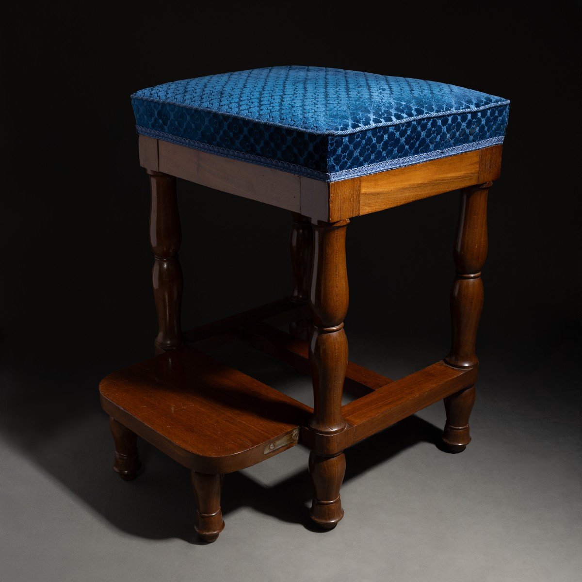 Balny Jeune - System Library Stool Circa 1810 - Mahogany And Silk Velvet-photo-2