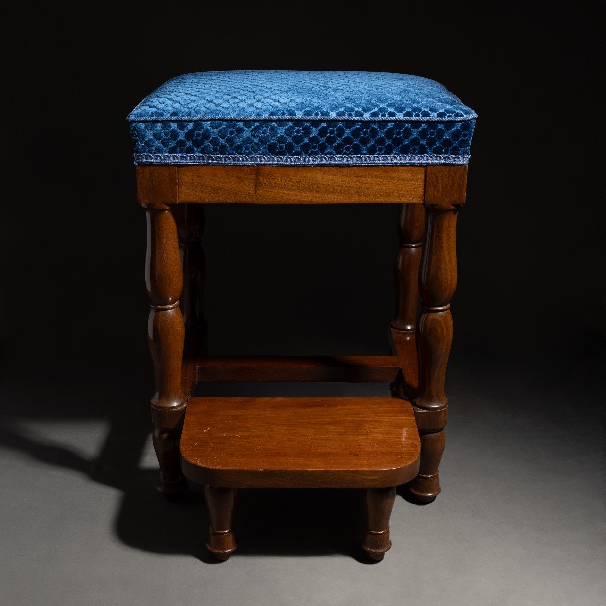 Balny Jeune - System Library Stool Circa 1810 - Mahogany And Silk Velvet-photo-3