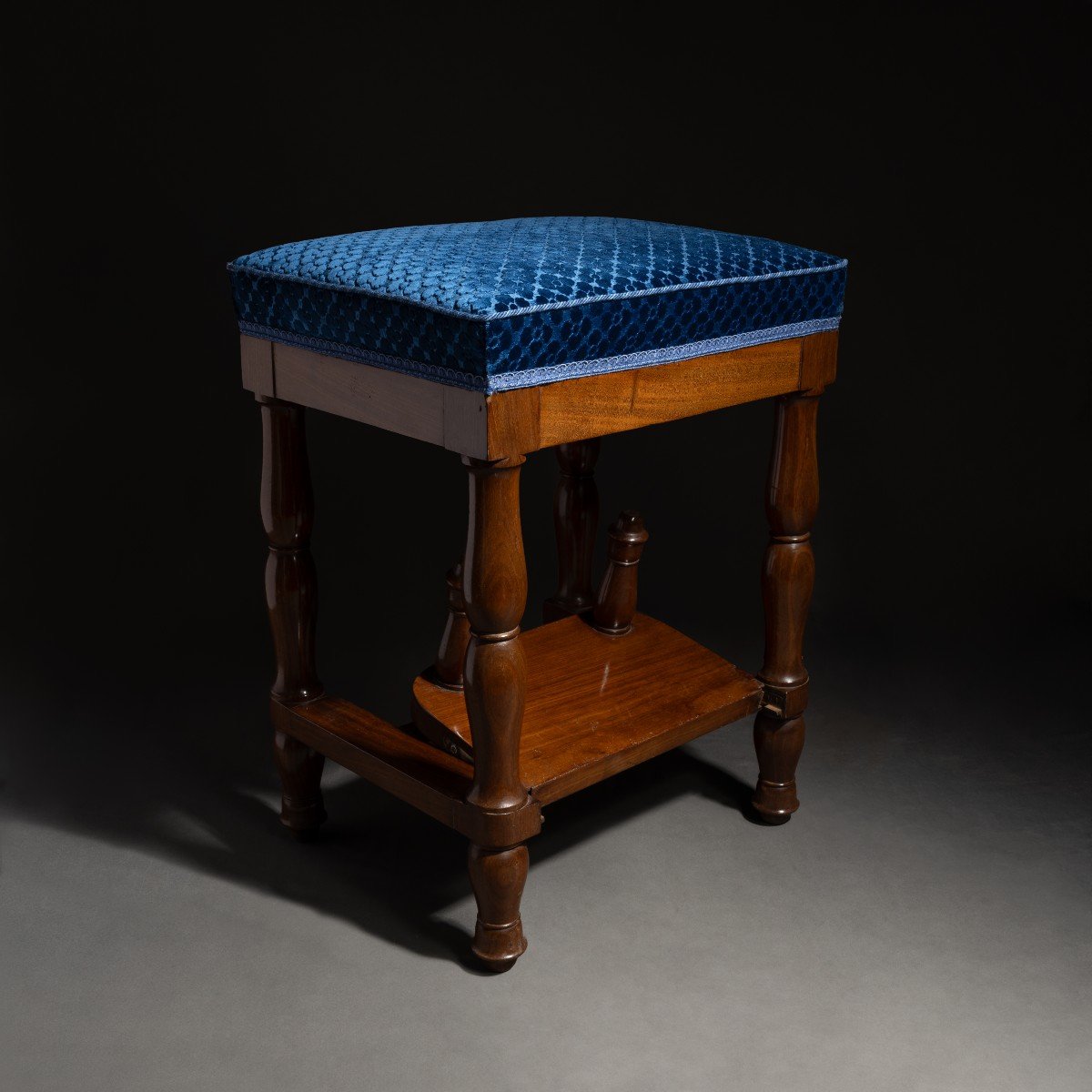 Balny Jeune - System Library Stool Circa 1810 - Mahogany And Silk Velvet-photo-4