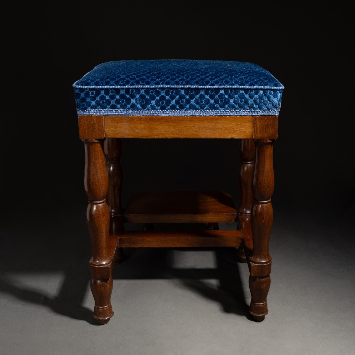 Balny Jeune - System Library Stool Circa 1810 - Mahogany And Silk Velvet-photo-1