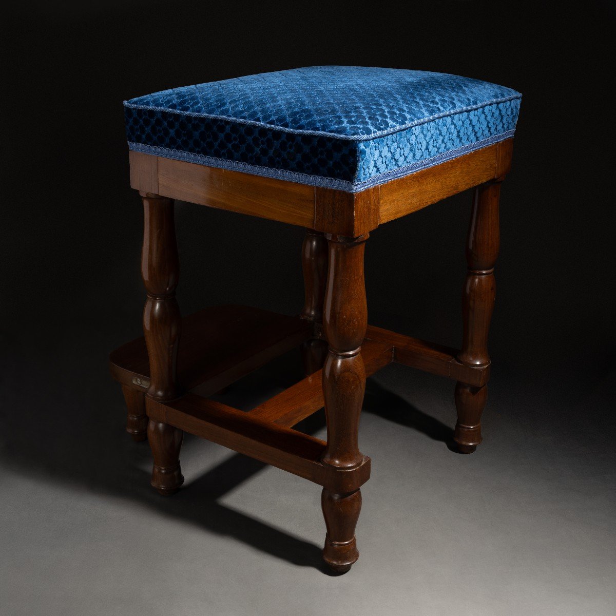 Balny Jeune - System Library Stool Circa 1810 - Mahogany And Silk Velvet-photo-2