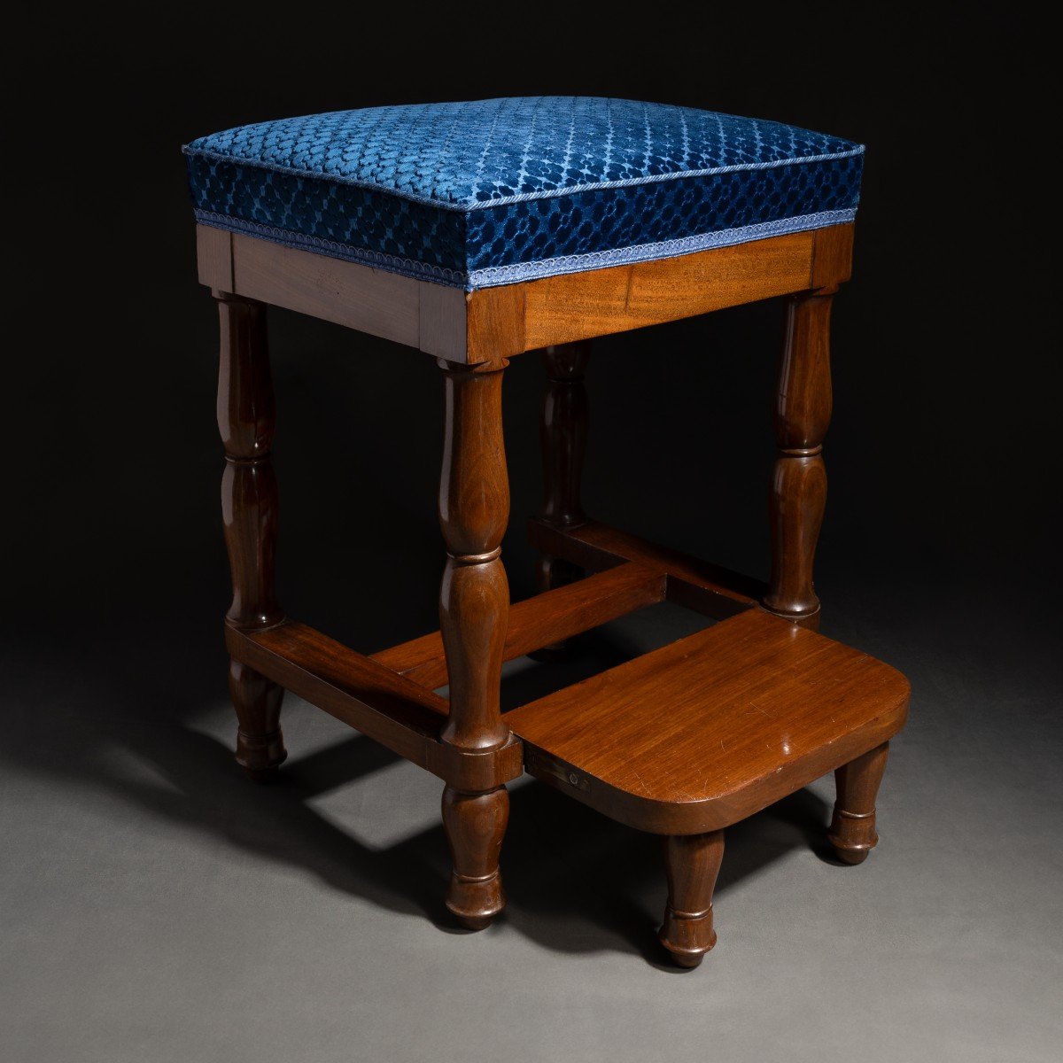 Balny Jeune - System Library Stool Circa 1810 - Mahogany And Silk Velvet