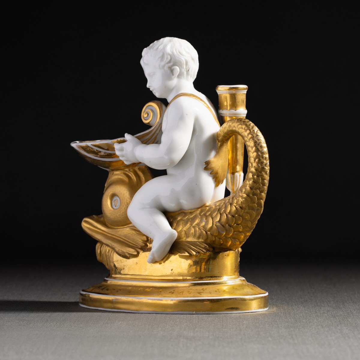 Gardner à Moscou - encrier  en porcelaine - enfant chevauchant un dauphin, vers 1820-photo-7