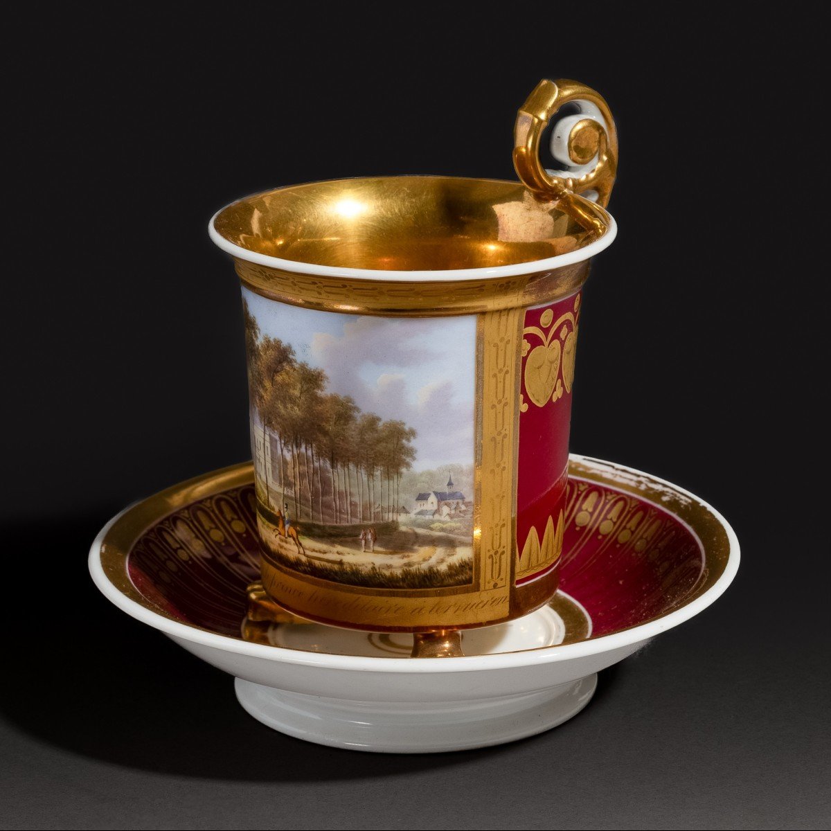 Faber à Bruxelles - grande tasse royale - vue topographique de Tervuren, vers 1823-photo-2