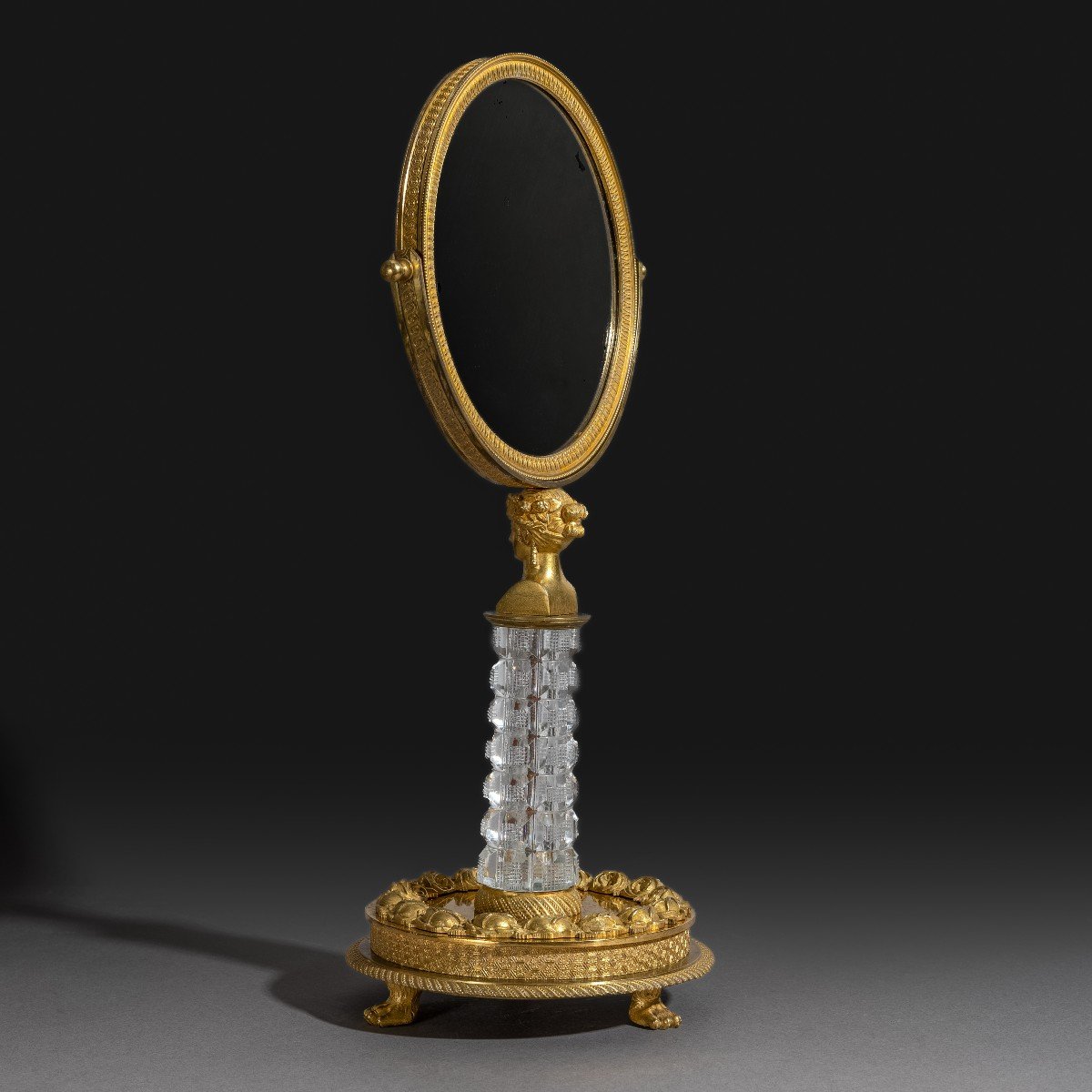 Paris, vers 1820 - miroir de table ou psyché - cristal et bronze à l'ormoulu-photo-1