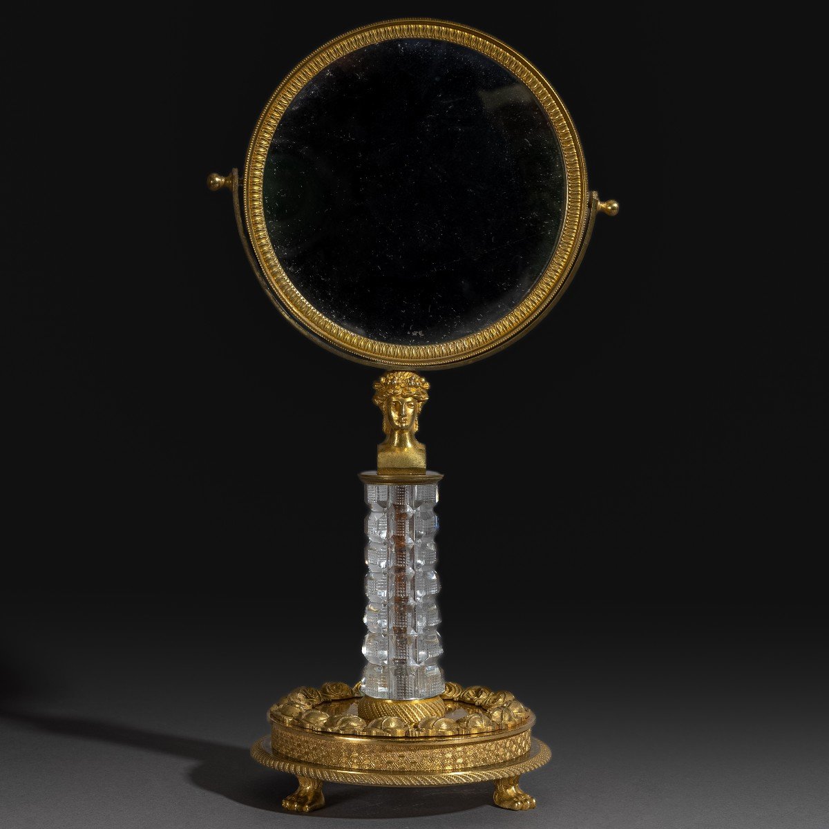 Paris, vers 1820 - miroir de table ou psyché - cristal et bronze à l'ormoulu