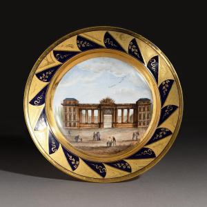 Darte Frères - assiette de table à décor topographique, époque Consulat, Empire