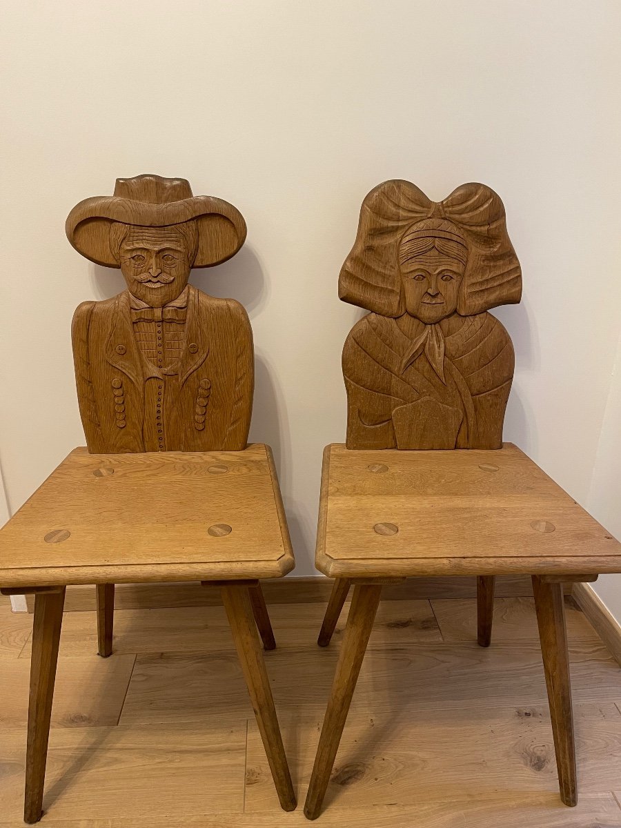 Alsatian Chairs - Carved Backs Of A Mature Person (pair)