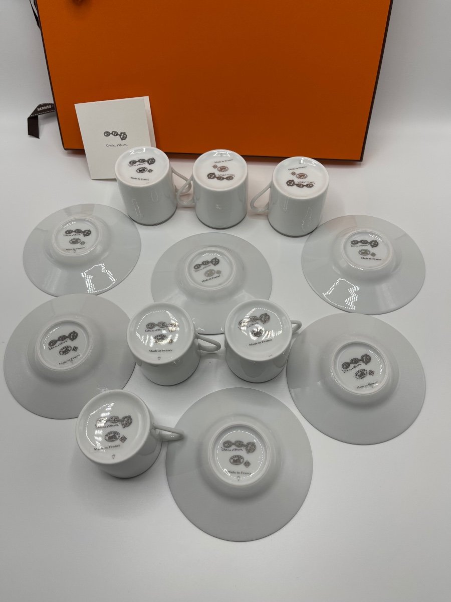 Hermes - Coffret De 6 Tasses à Café Chaine d’ancre - Platine-photo-3