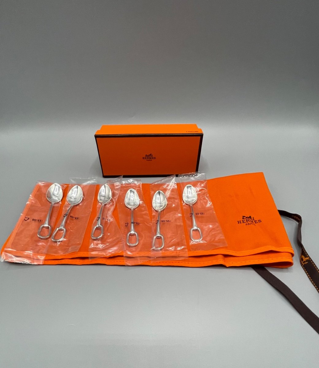 Hermès - 6 Cuillères à Moka Attelage - Métal Argenté