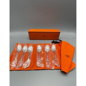 Hermès - 6 Attelage Dessert Spoons - Silver Metal