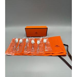 Hermès - 6 Attelage Mocha Spoons - Silver Metal