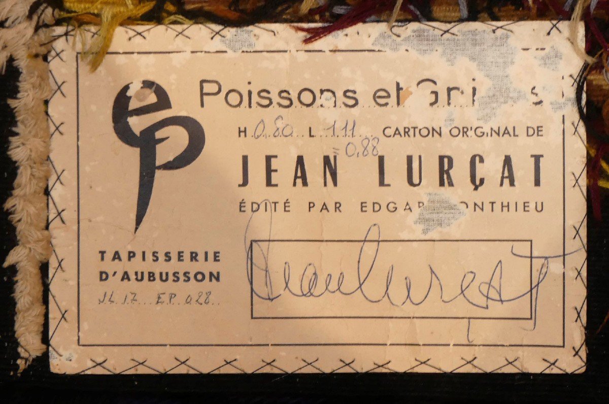 Jean Lurçat  -  Poissons Et Grives   - Tapisserie d'Aubusson-photo-4