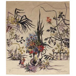 Marcel Saint-martin - Flowers And Leaves - Aubusson Tapestry