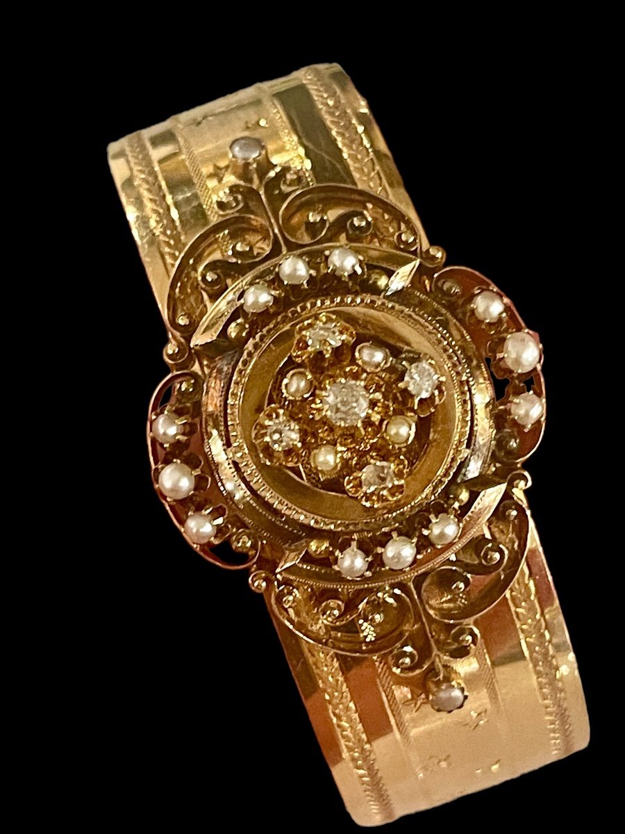 Napoleon III Bracelet, In Gold, Pearls And Diamonds-photo-1