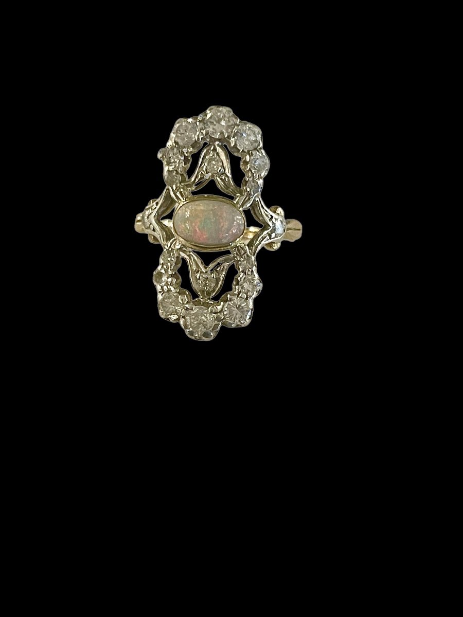 Opal And Diamond Ring