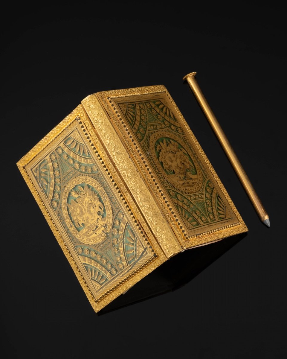 Note Book In Eglomised Glass, Charles X Period-photo-4