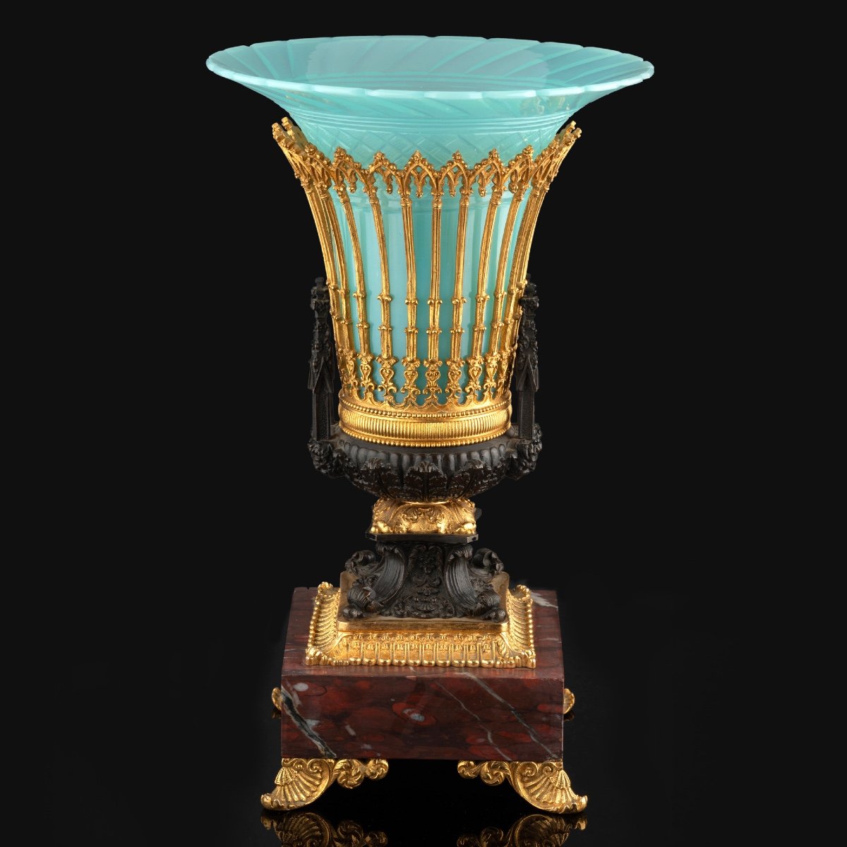 Vase In Opaline And Bronze, Restoration Period