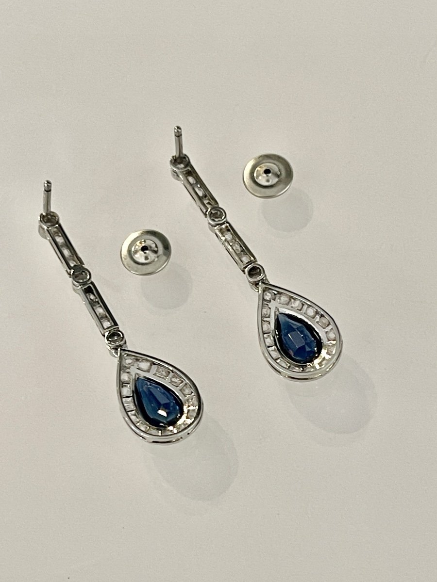 Platinum Drop Earrings, Art-deco Period-photo-3