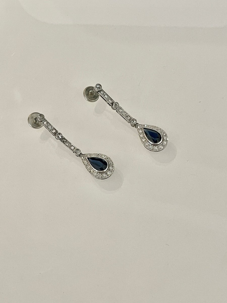 Platinum Drop Earrings, Art-deco Period-photo-4