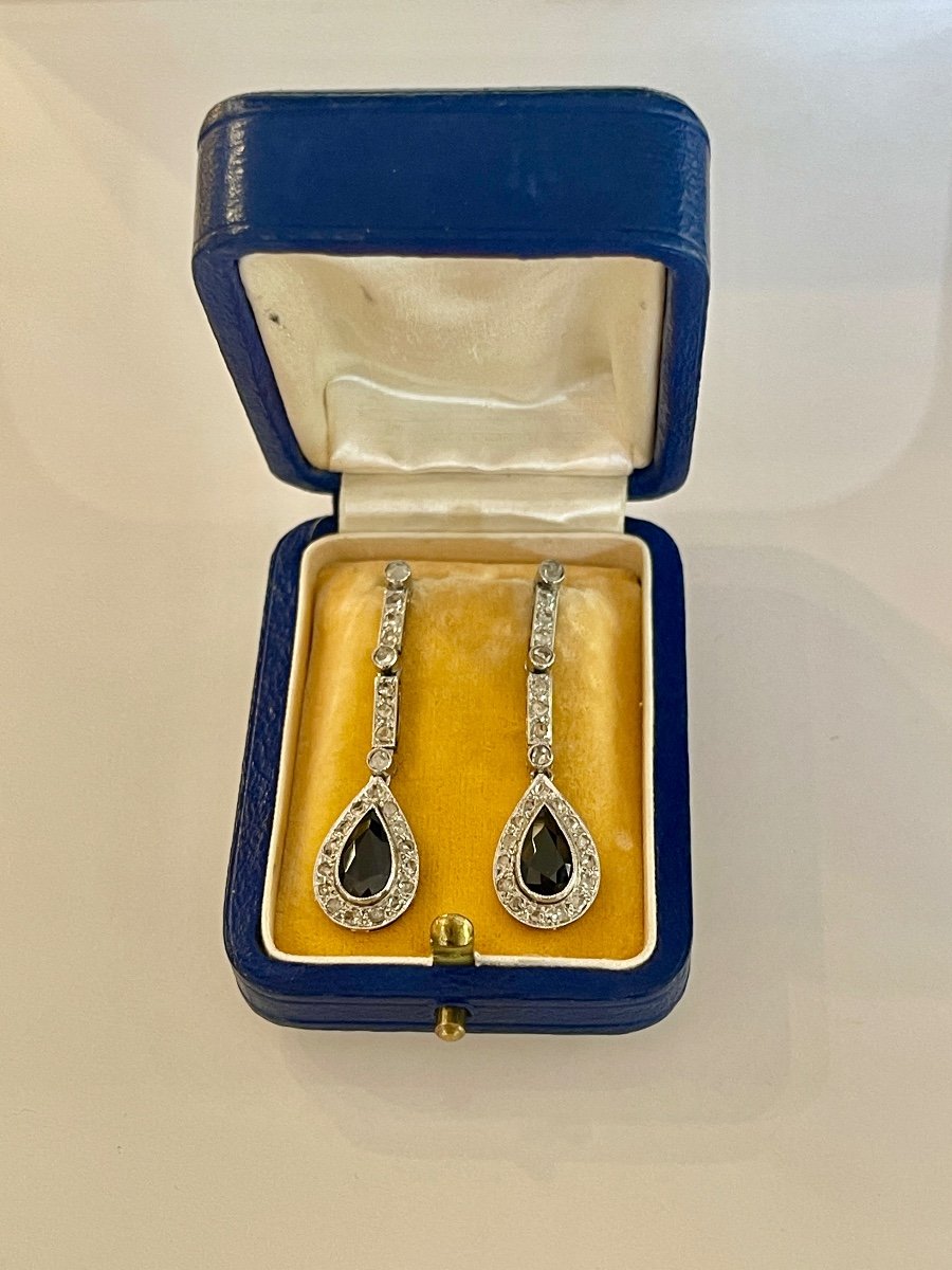 Platinum Drop Earrings, Art-deco Period