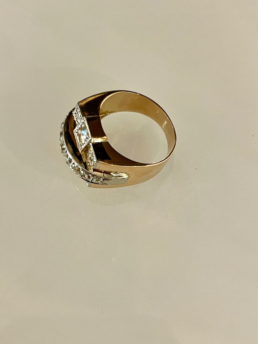 Gold, Platinum And Diamond Tank Ring-photo-2