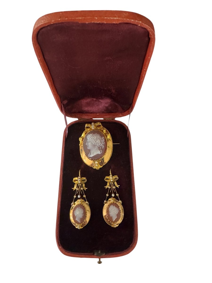 Parure d'Or, Camées Sur Agate Napoléon III