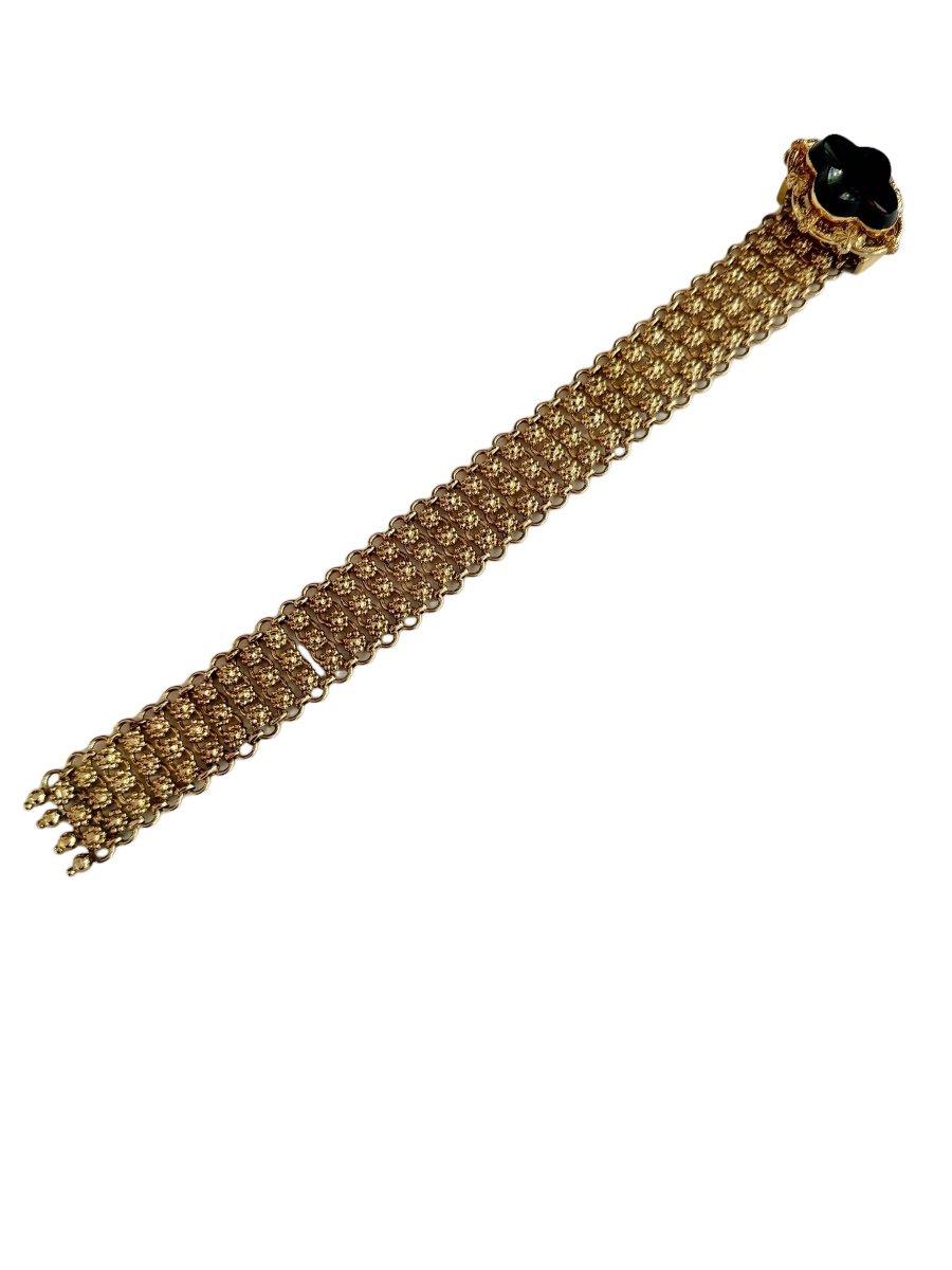 Belt Bracelet In Gold And Sanguine Jasper-photo-3